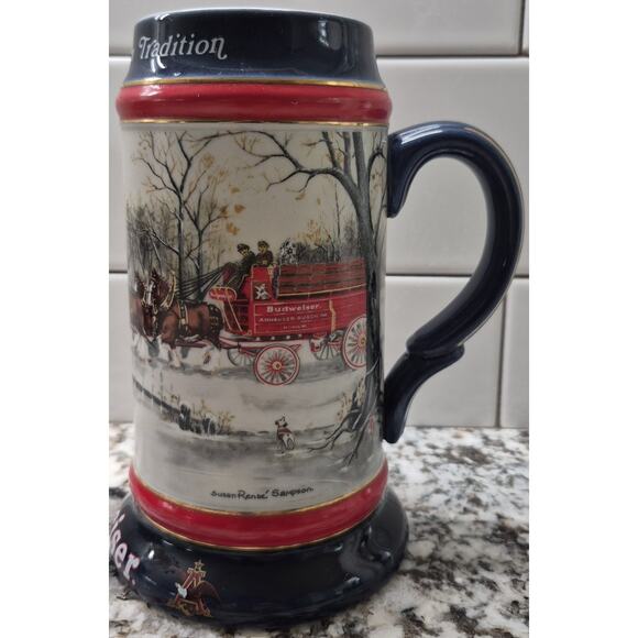 1990 Budweiser Holiday Stein “An American Tradition" World Famous Clydesdales - Picture 2 of 6